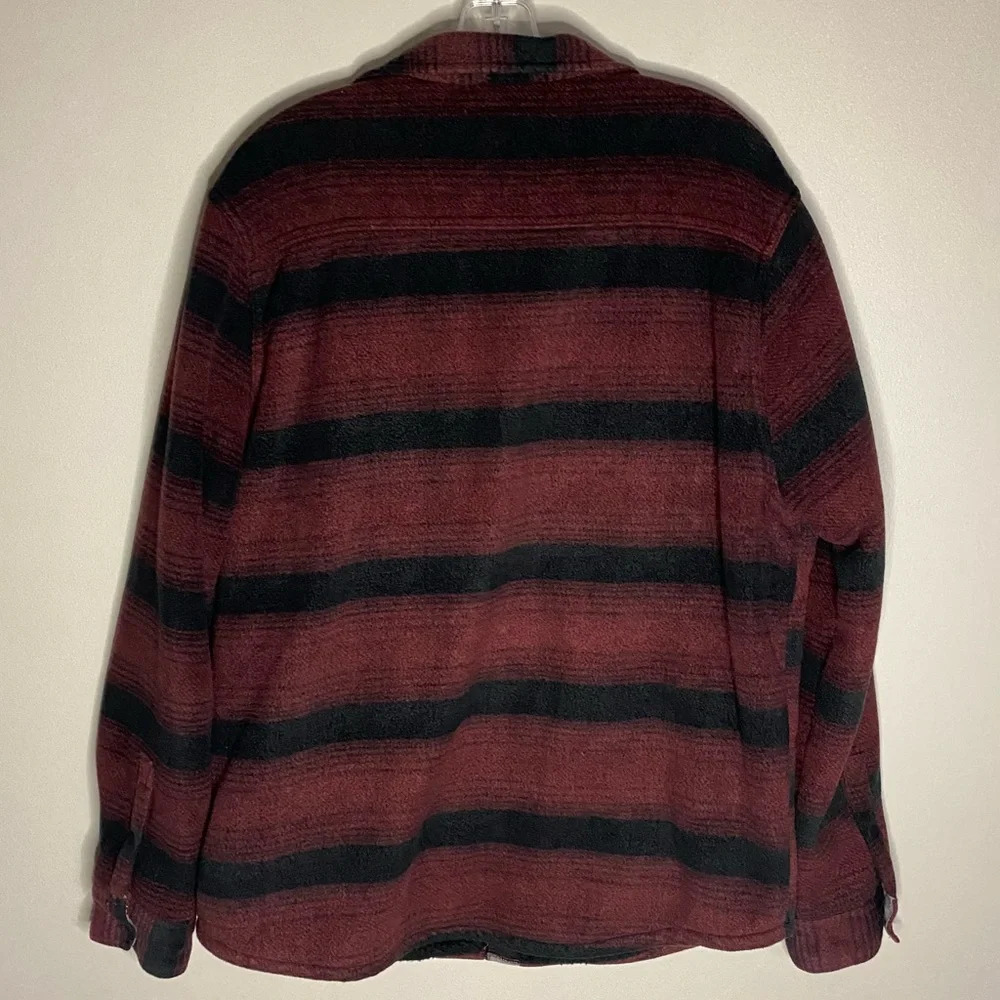 Voyager Men's Remote Plaid Fleece Shirt Jacket Large black maroon Sherpa - Picture 2 of 9